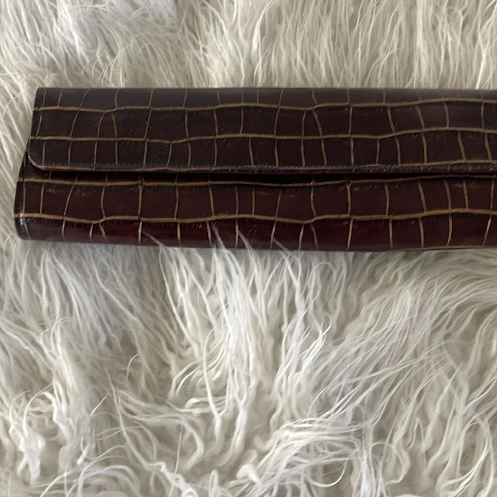 Abas Brown/Gold Alligator Leather Cylinder Clutch